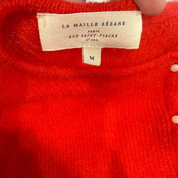Sezane Gaspars Red Button Soft Cardigan Mohair Alpaca Sz M - Picture 8 of 11